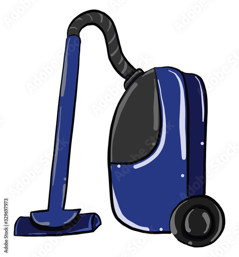Blue vacuum cleaner, illustration, vector on white background.
