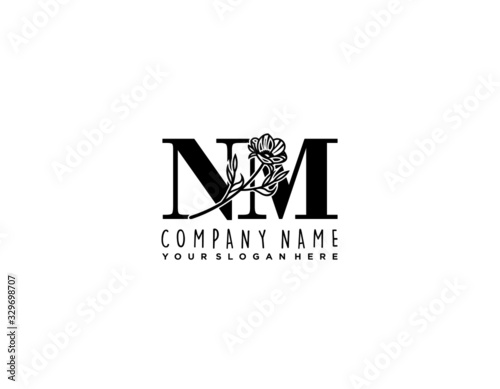 Letter NM handwrititing logo with a beautiful template photo