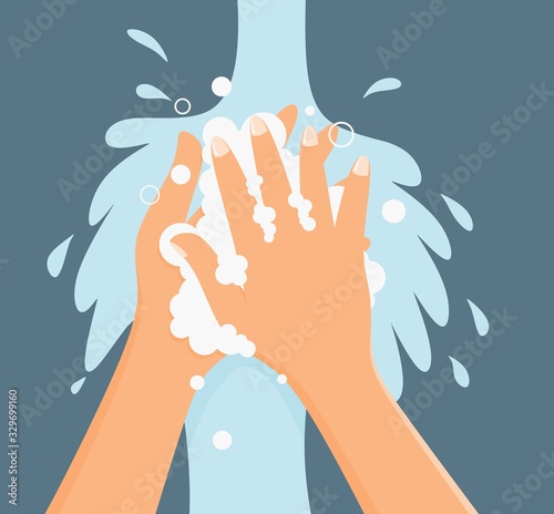 Vector Illustration Of Washing Hands