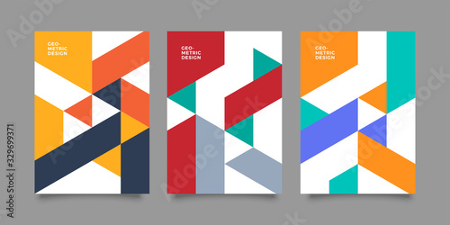 Flat retro geometric covers design. Colorful modernism. Simple shapes composition. Futuristic patterns. Eps10 layered vector.