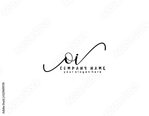 Letter OI handwrititing logo with a beautiful template
