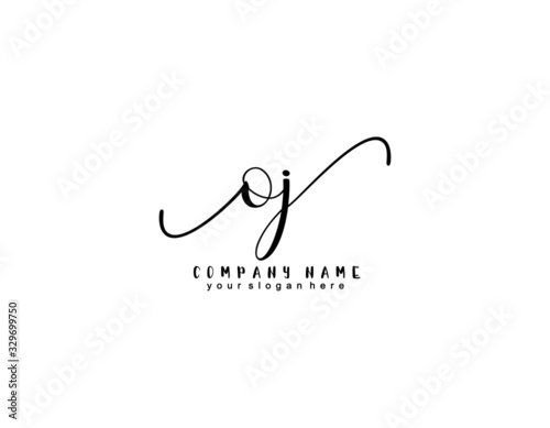 Letter OJ handwrititing logo with a beautiful template