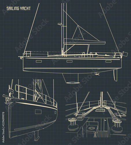 Sailing Yacht Blueprints Illustrations