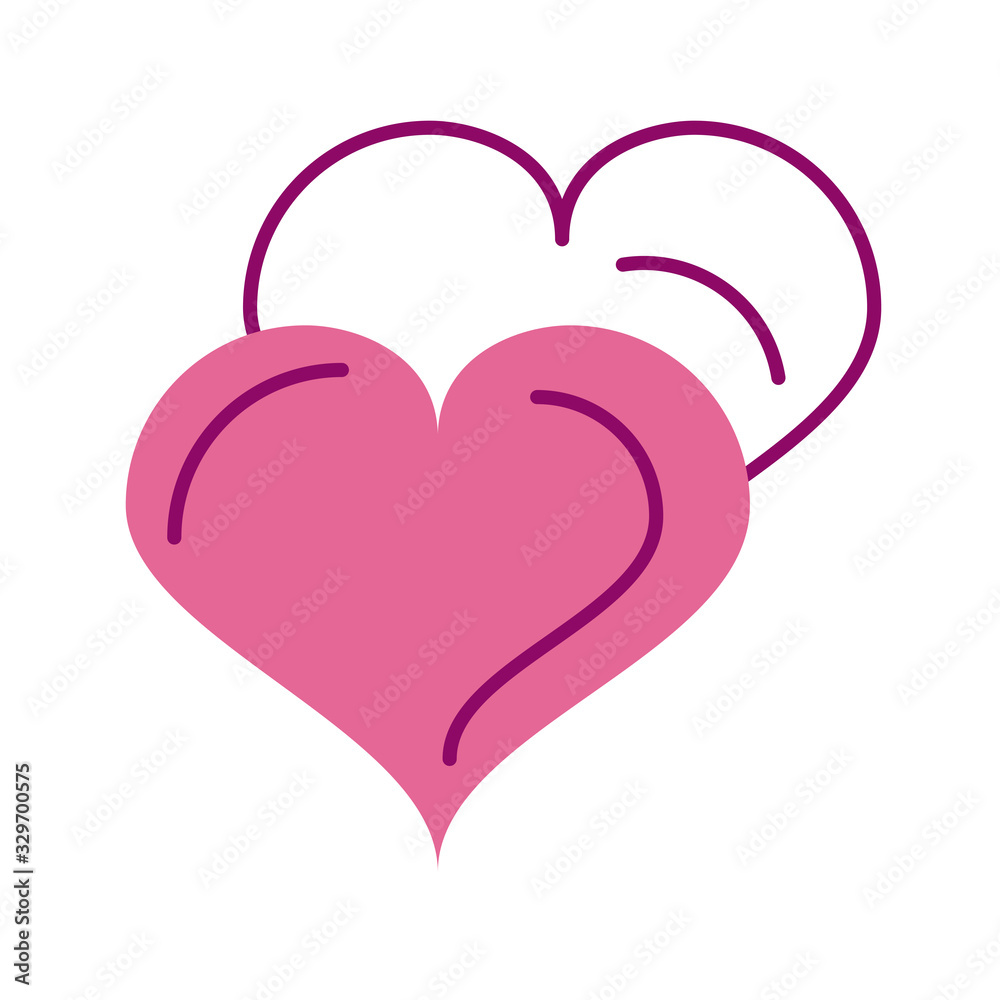 cute hearts, half line and color style icon