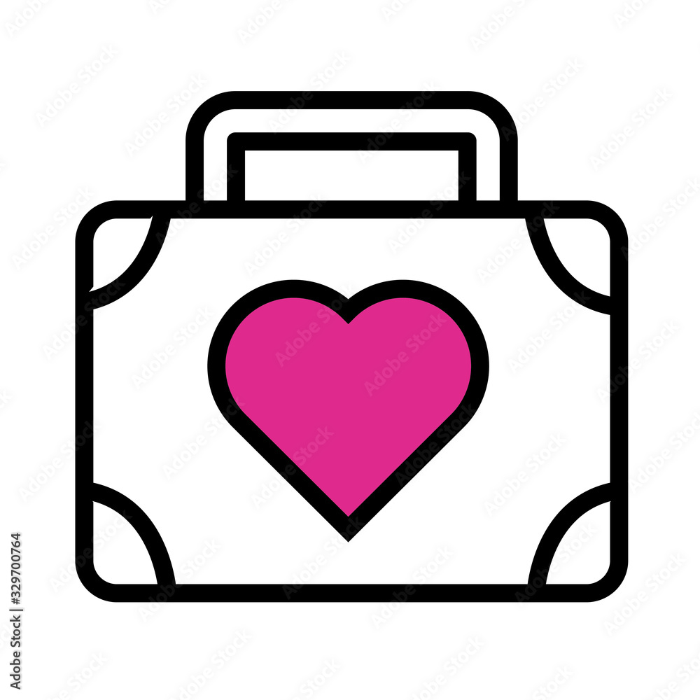 happy valentines day heart in suitcase line style happy valentines day heart in suitcase line style