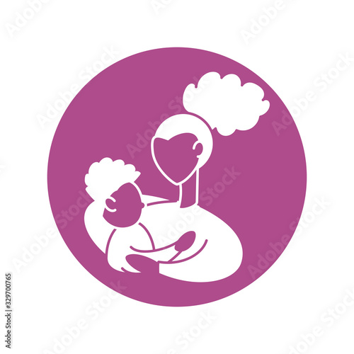 woman with son, silhouette style icon