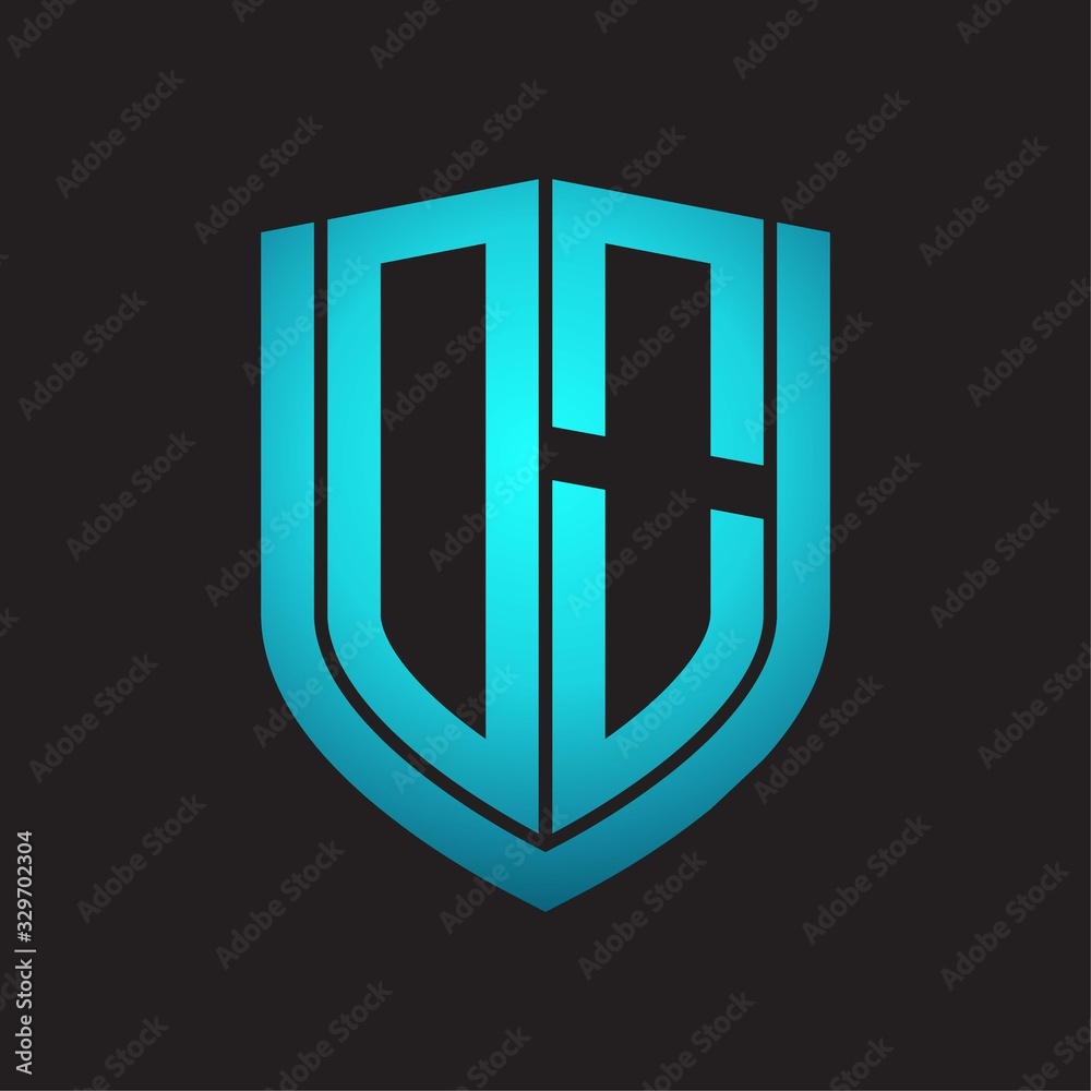 DO Logo monogram with emblem shield design isolated with blue colors on black background DO Logo monogram with emblem shield design isolated with blue colors on black background