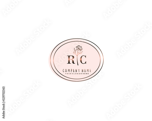 Letter RC handwrititing logo with a beautiful template