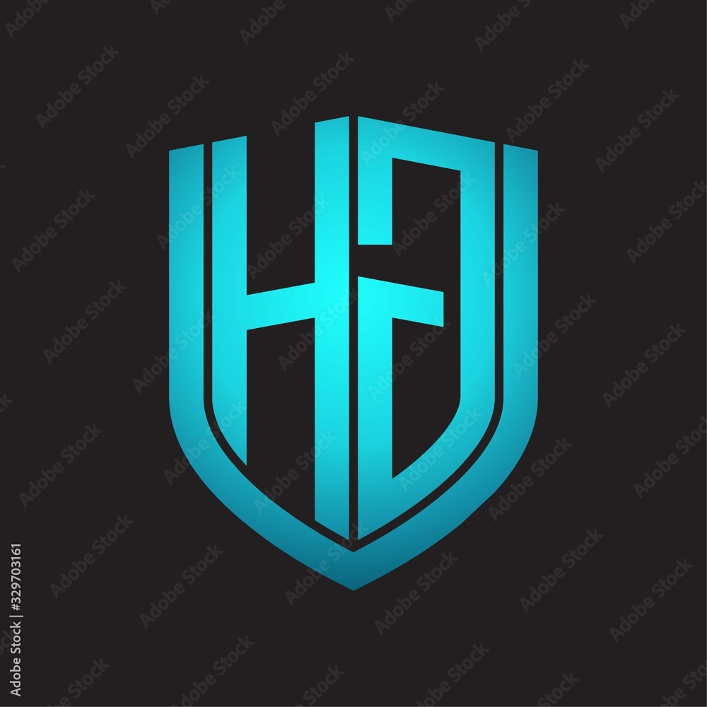 HG Logo monogram with emblem shield design isolated with blue colors on black background HG Logo monogram with emblem shield design isolated with blue colors on black background