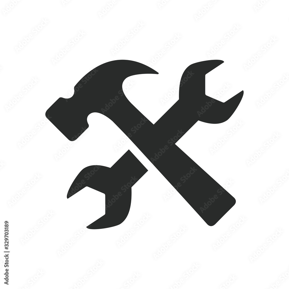 wrench and hammer icon vector design illustration