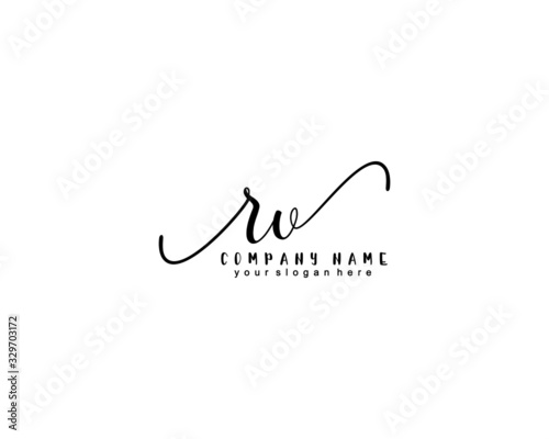 Letter RV handwrititing logo with a beautiful template