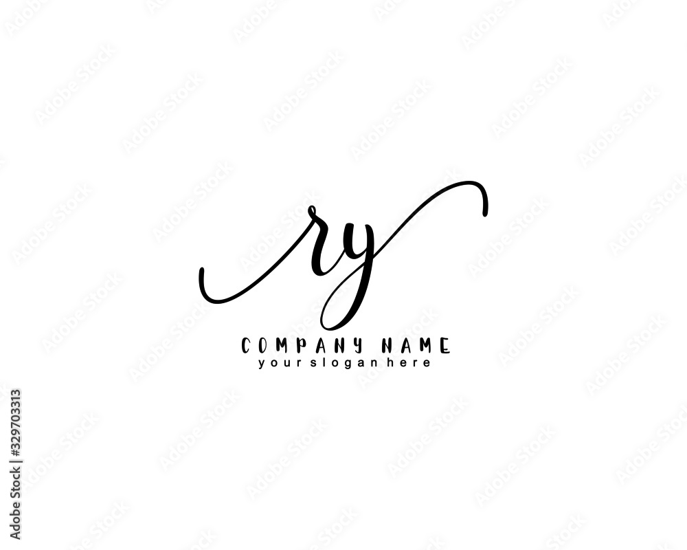 Letter RY handwrititing logo with a beautiful template - obrazy, fototapety, plakaty 