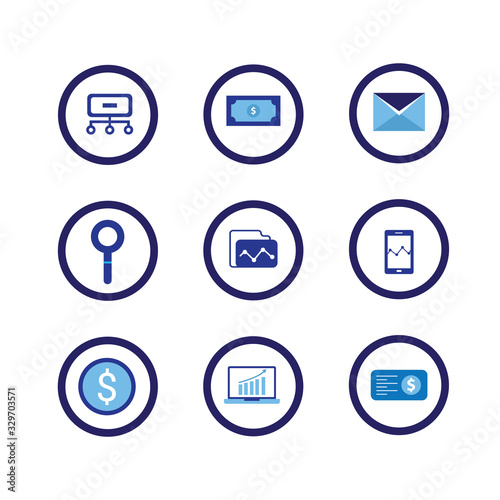 Fintech icon set Include creative elements online banking direct payment fintech cryptocurrency fintech industry icons