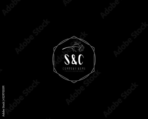Letter SC handwrititing logo with a beautiful template