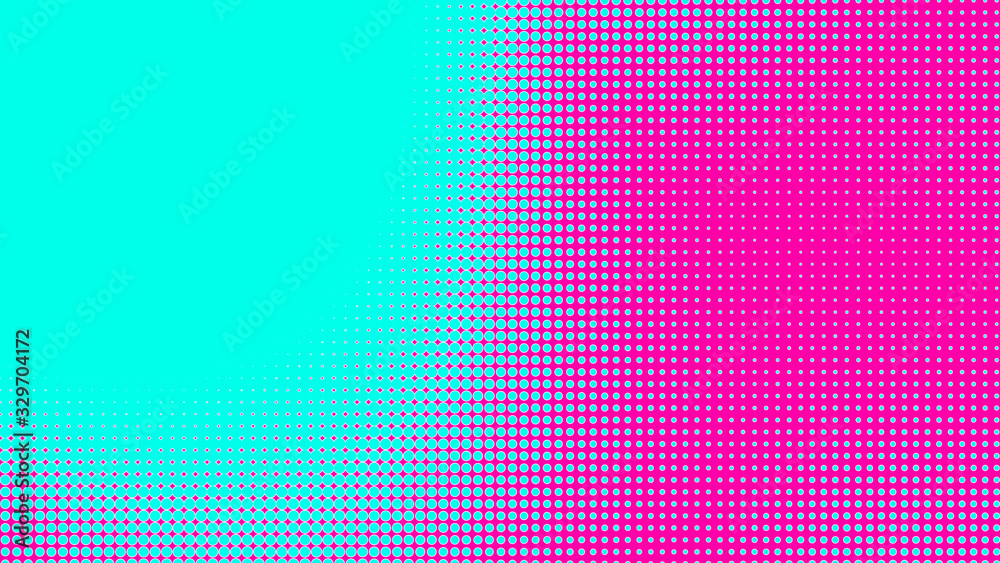 Dots halftone green pink color pattern gradient texture with technology digital background. Dots pop art comics with summer background. 
