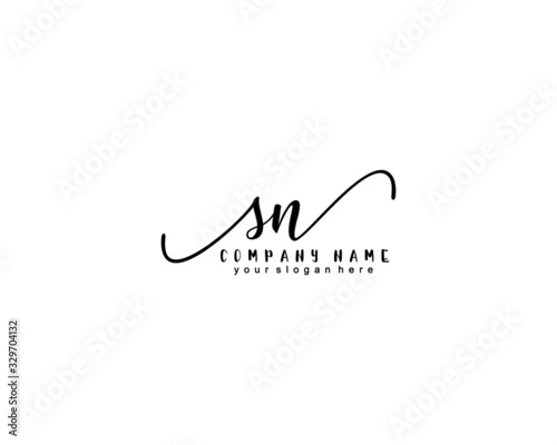 Letter SN handwrititing logo with a beautiful template photo