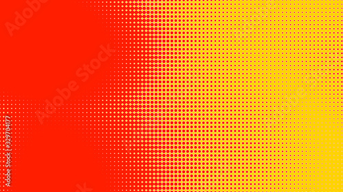 Dots halftone orange yellow color pattern gradient texture with technology digital background. Dots pop art comics with summer background.