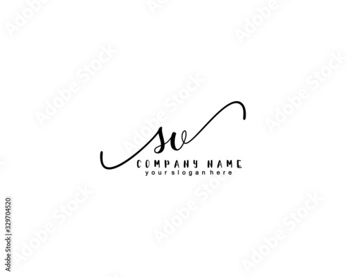 Letter SV handwrititing logo with a beautiful template