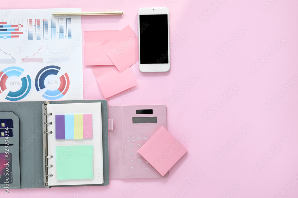 Workplace of modern bank manager