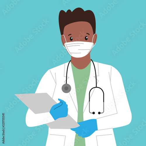 Doctor in Blue Protective Gloves.