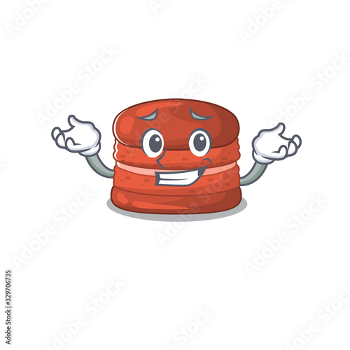 Happy face of cherry macaron mascot cartoon style