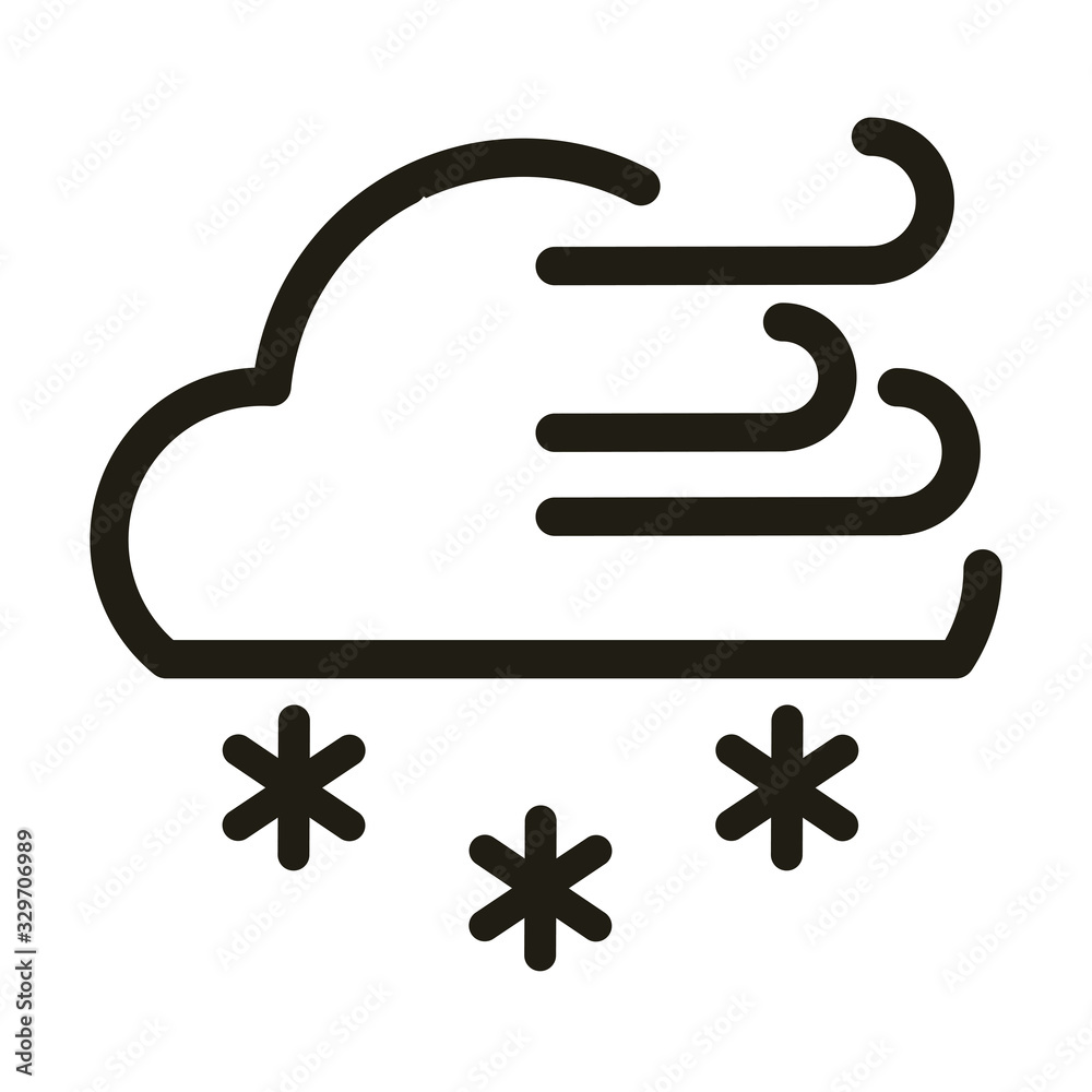 clouds with wind and snow, line style icon clouds with wind and snow, line style icon