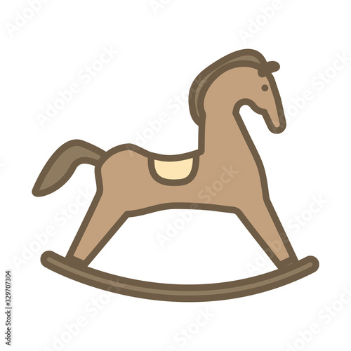 cute horse wooden child toy block style icon