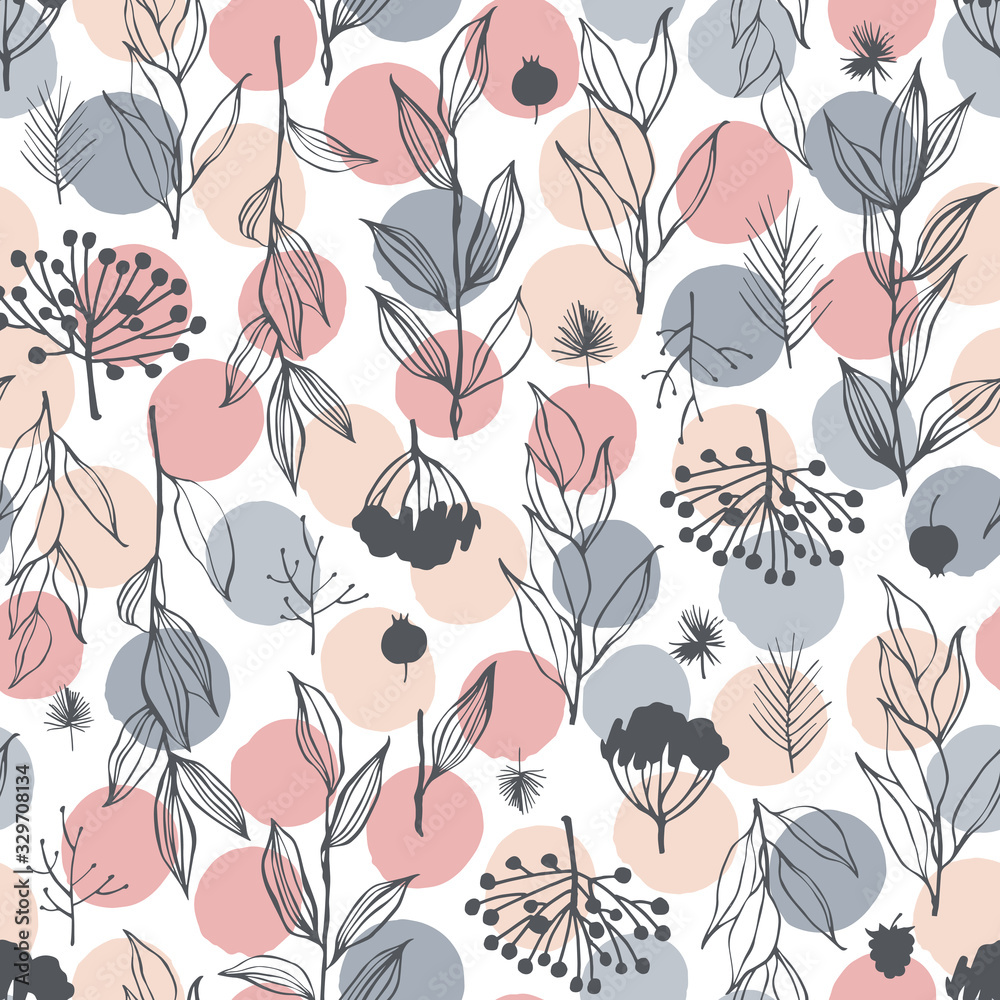 Obraz premium Seamless pattern with hand drawn branches.