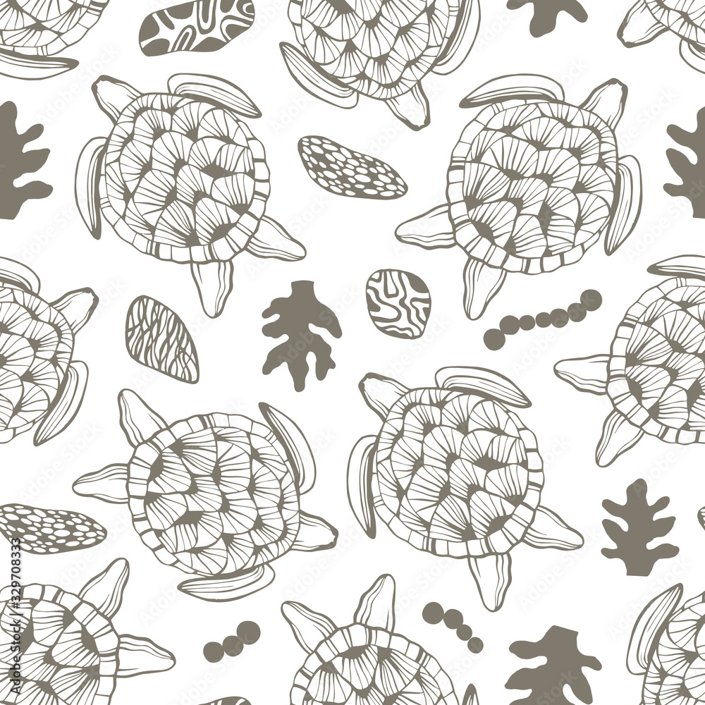 Seamless pattern with sea turtles. Seamless pattern with sea turtles.