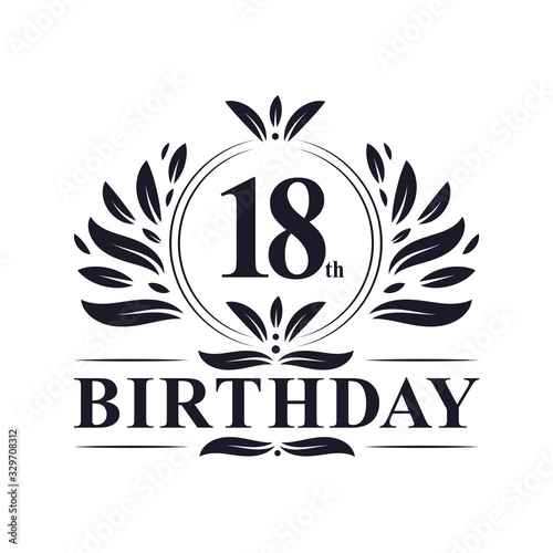18 years Birthday logo, 18th Birthday celebration.