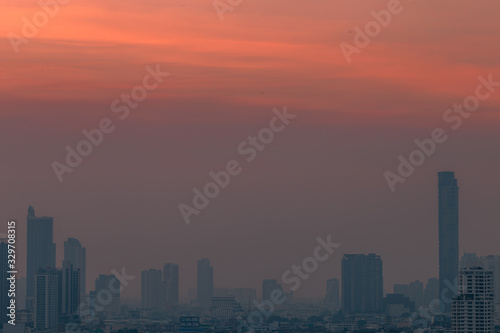 Blurred abstract background of condo terraces,with panoramic views of the city, the distribution of residences in the capital