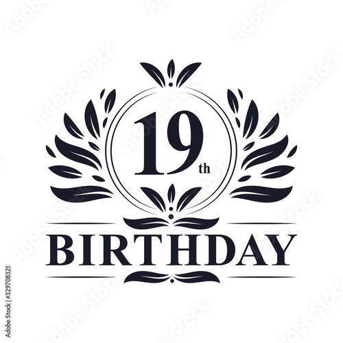 19th Birthday logo, 19 years Birthday celebration.