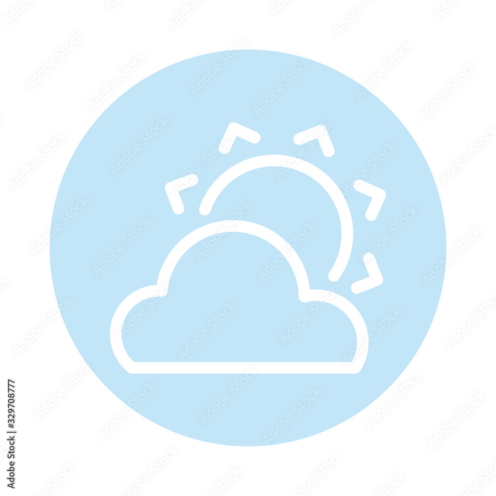 sun with cloud, block and flat style icon sun with cloud, block and flat style icon