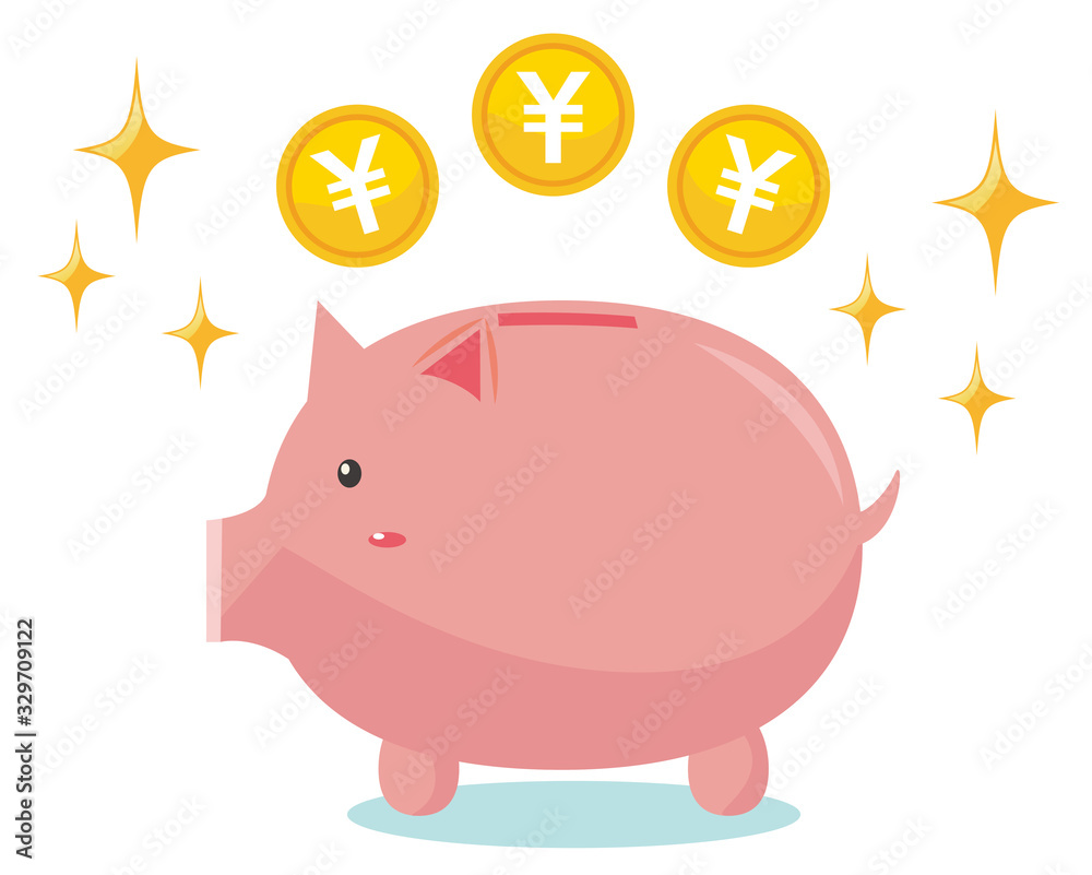 Obraz premium 豚 ぶたの貯金箱 貯金箱 お金 コイン ￥