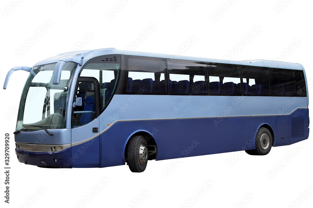 Blue tourist bus.