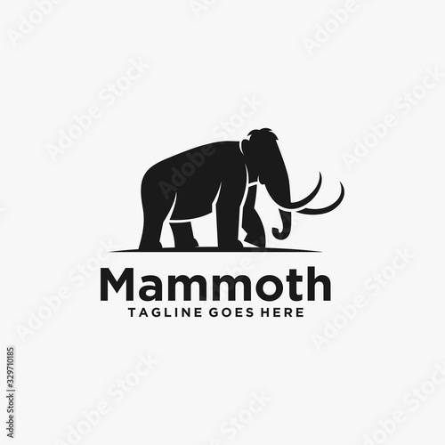Vector Logo Illustration Elephant Silhouette Style.