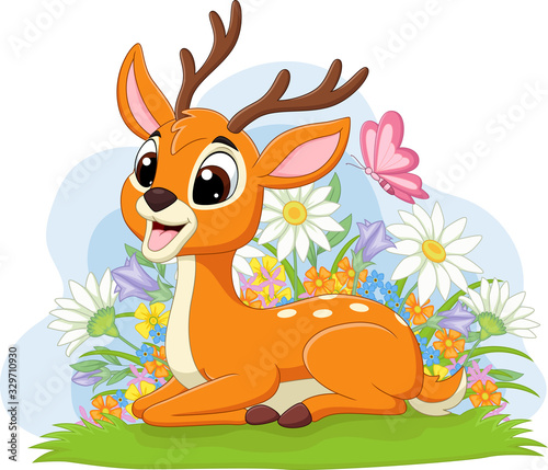 Cute deer laying in the grass