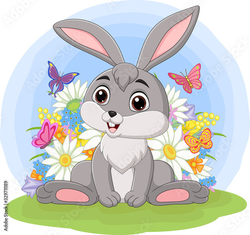 Cute baby rabbit in the grass