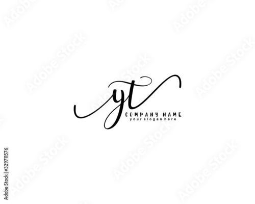 Letter YT handwrititing logo with a beautiful template