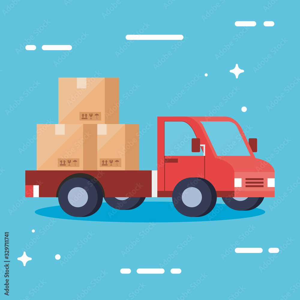 truck with boxes design, Delivery logistics transportation shipping service warehouse industry and global theme Vector illustration