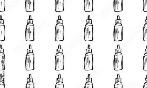 Skin care cosmetic hand drawn vector illustration. Cream  parfume  Serum drop and Face gel or lotion icons. 24 hour face care cream protection. Medical skin cosmetic.