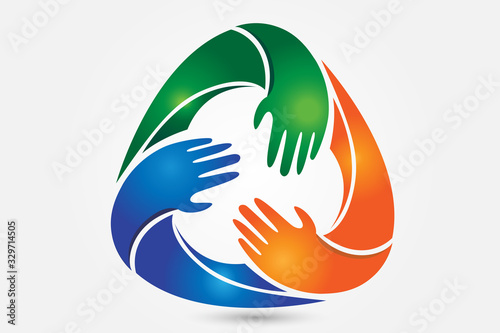 Hands voluntary unity friendship symbol logo vector web image