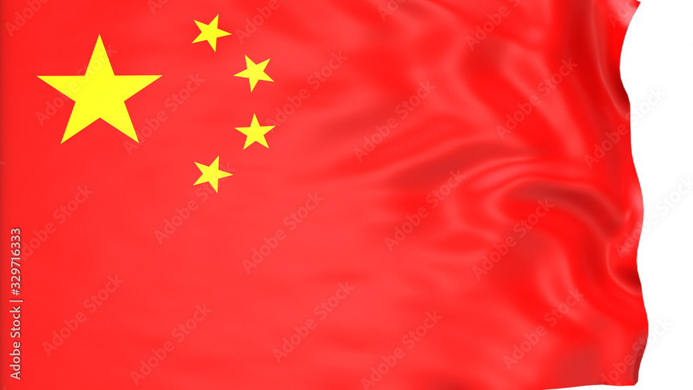 flag of china waving in the wind in front of white background. Official Nation Flag Isolated on White Background. 3D Render. flag of china waving in the wind in front of white background. Official Nation Flag Isolated on White Background. 3D Render.