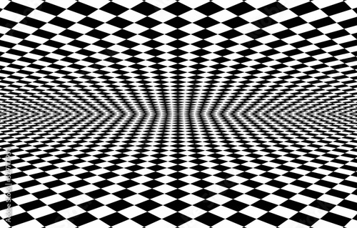 Geometric background with checkered texture - Abstract illusion photo