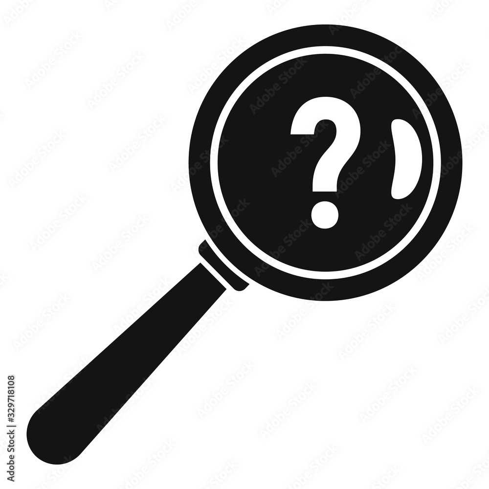 Request magnifier question icon. Simple illustration of request magnifier question vector icon for web design isolated on white background Request magnifier question icon. Simple illustration of request magnifier question vector icon for web design isolated on white background