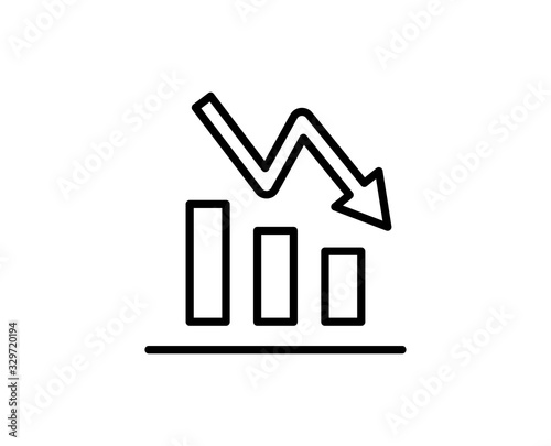 Down graph line icon