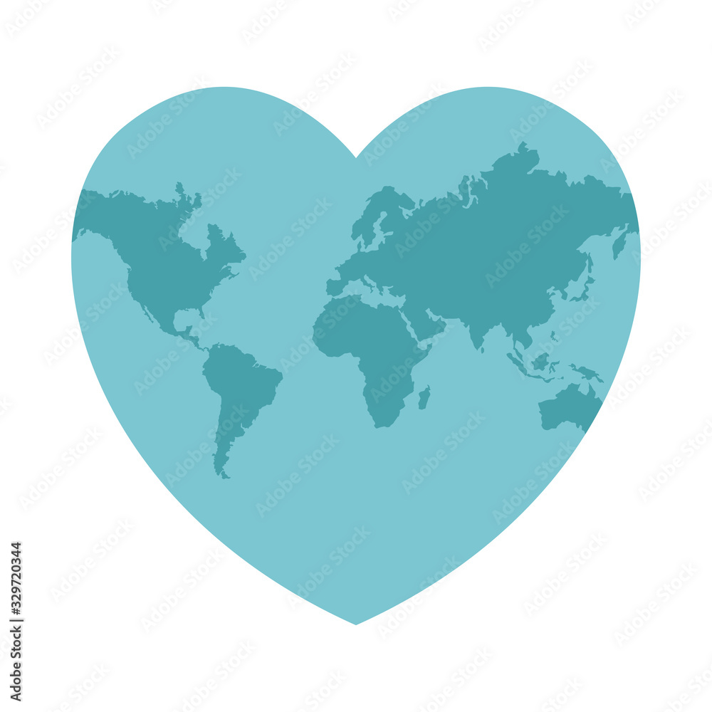 heart world planet earth isolated icon