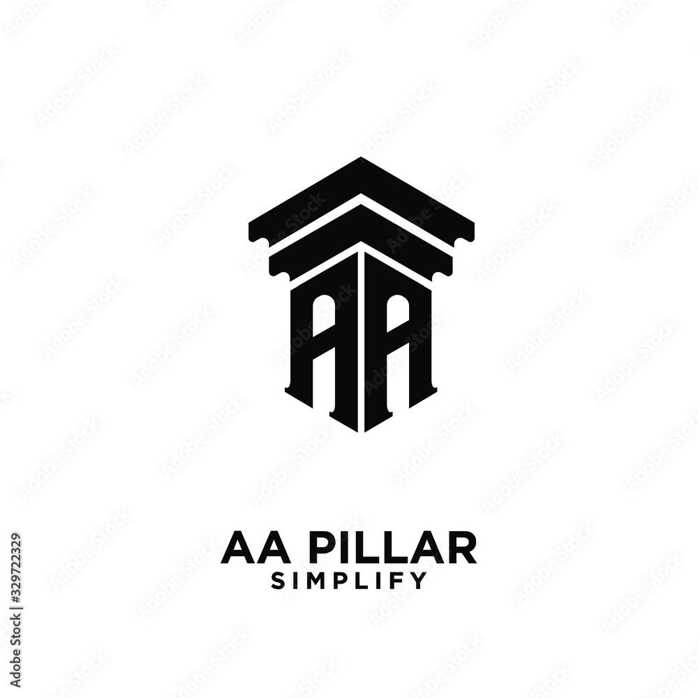 AA pillar letter initial law logo icon design vector