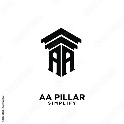 AA pillar letter initial law logo icon design vector