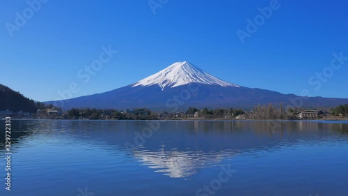 20200312河口湖産屋ヶ崎からの青空快晴の逆さ富士山 4k mp4 